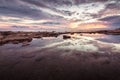 Reflections.Magnificent long exposure sea sunset landscape. Royalty Free Stock Photo