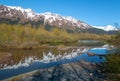 Reflections in Moose Flats Wetland and Portage Creek in Turnagain Arm near Anchorage Alaska United States