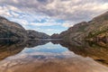 Summer feflections on beautiful mountain lake in Yosemite National Park in California