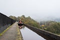 Reflections of a narrow boat on the Pontcysyllte Aqueduct