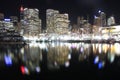 Sailing boats exhibition in bay of Sydney, Australia, illuminated by night Royalty Free Stock Photo