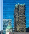 Complex reflections of a modern skyscraper in St Louis office building Royalty Free Stock Photo