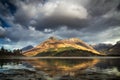 Reflections of Pap of Glencoe mountain in scottish Highlands