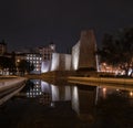 Reflections in the Plaza de Colon in Madrid. Night photo Royalty Free Stock Photo