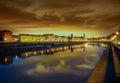 Reflections in river ono at dusk in pisa italy Royalty Free Stock Photo