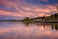 Reflections of a Scenic Sunset in the Waters of Hauser Lake, Mon