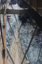 Reflections of the sea through the promenade deck of the cruise ship Iona Royalty Free Stock Photo