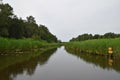 Super smooth and reflective water surface of a wide ditch in Woerdense Verlaat near Woerden, the Netherlands