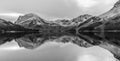 Reflections Of Snow On The Cumbrian Fells At Buttermere, Lake District, UK.