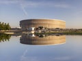 Reflections of the Stadion Wroc?aw on the outskirts of Wroclaw, Poland Royalty Free Stock Photo