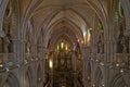 Reflections through stained glass windows of the cathedral in the city of Cuenca, Spain