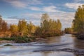 Colorful reflections of trees on the river Royalty Free Stock Photo