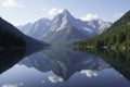 Reflections of the trees in a still mountain lake, symmetry, calm, mountain Royalty Free Stock Photo