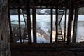 Reflections Under the pier lake braies dolomites italy south tyrol Royalty Free Stock Photo