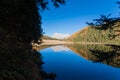 Reflections on water, autumn panorama from mountain lake Royalty Free Stock Photo