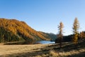 Reflections on water, autumn panorama from mountain lake Royalty Free Stock Photo