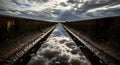 Reflective Canal Reflecting Dramatic Sky: A Stunning V-Shaped Waterway Royalty Free Stock Photo