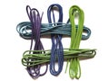 Reflective colored shoelaces are arranged in a beautiful grid