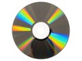 Reflective compact disc with rainbow spectrum of light on white background Royalty Free Stock Photo