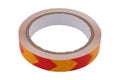 Reflective element. Self-adhesive tape with a reflector. Signal tape isolated on white background