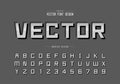 Reflective font and alphabet vector, Gradient style square typeface letter and number design