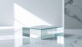 Reflective Glass Display Stand on Marble Surface Royalty Free Stock Photo