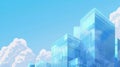 Reflective glass skyscrapers against a blue sky with clouds, Modern office buildings banner. Ai Generated Royalty Free Stock Photo