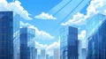 Reflective glass skyscrapers against a blue sky with clouds, Modern office buildings banner. Ai Generated Royalty Free Stock Photo