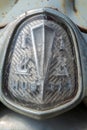 A reflective insignia close up on a 1952 Hudson Commodore 8 in Pomeroy, Washington, USA - May 4, 2021 Royalty Free Stock Photo