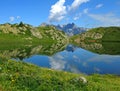 Reflective lake, Alpe d'Huez Royalty Free Stock Photo