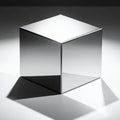 Reflective Metal Cube on a White Surface Royalty Free Stock Photo