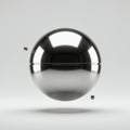 A reflective metallic sphere floats in mid-air against a plain white background. Smaller Royalty Free Stock Photo