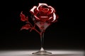 Reflective Red rose glass. Generate Ai
