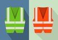 Reflective road safety vests isolated on background. Flat style vector illustration. Royalty Free Stock Photo