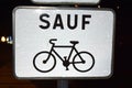 Traffic sign with a bike and the word SAUF Royalty Free Stock Photo