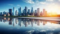 Reflective skyscrapers showcasing modern business offices in a vibrant urban setting. Royalty Free Stock Photo