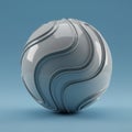 A reflective, smooth, white sphere sits against a solid blue background. It features Royalty Free Stock Photo