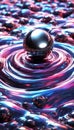 Reflective sphere on colorful rippling surface Royalty Free Stock Photo