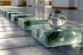 Reflective Sphere on Glass Blocks in Modern Architectural Setting Generative AI Royalty Free Stock Photo