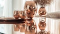 The reflective surface of rose gold home decor elements, imparting a touch of opulence to the