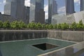 Ground Zero 9/11 Memorial North Pool with skyscraper Freedom Tower Royalty Free Stock Photo