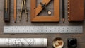 Reflects tools commonly used in technical drawing and architectural Royalty Free Stock Photo