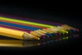 Color pencils on black background Royalty Free Stock Photo