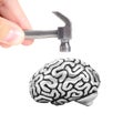 Reflex hammer over a human brain copy isolated