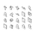 Reflex Of Human Neurology System isometric icons set vector Royalty Free Stock Photo