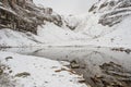 Reflexion in lake in Sentinel pass, Banff np, canada Royalty Free Stock Photo