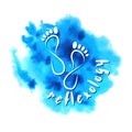 Reflexology.  Foot  Reflexology.  Inspection, prevention reflexes and therapy.  Silhouette of feet on blue watercolor background Royalty Free Stock Photo