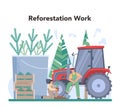 Reforestation. Forester concept. Wood protection and rehabilitation.