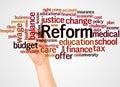 Reform word cloud and hand with marker concept Royalty Free Stock Photo