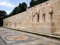Reformation Wall in Parc Des Bastions, was built into old city walls. Calvinist monument statues are William Farel, John Calvin